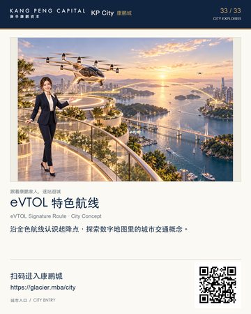 eVTOL Signature Route · City Concept — KP City digital-city poster